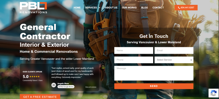 PBL Renovations – Vancouver General Contractor Website